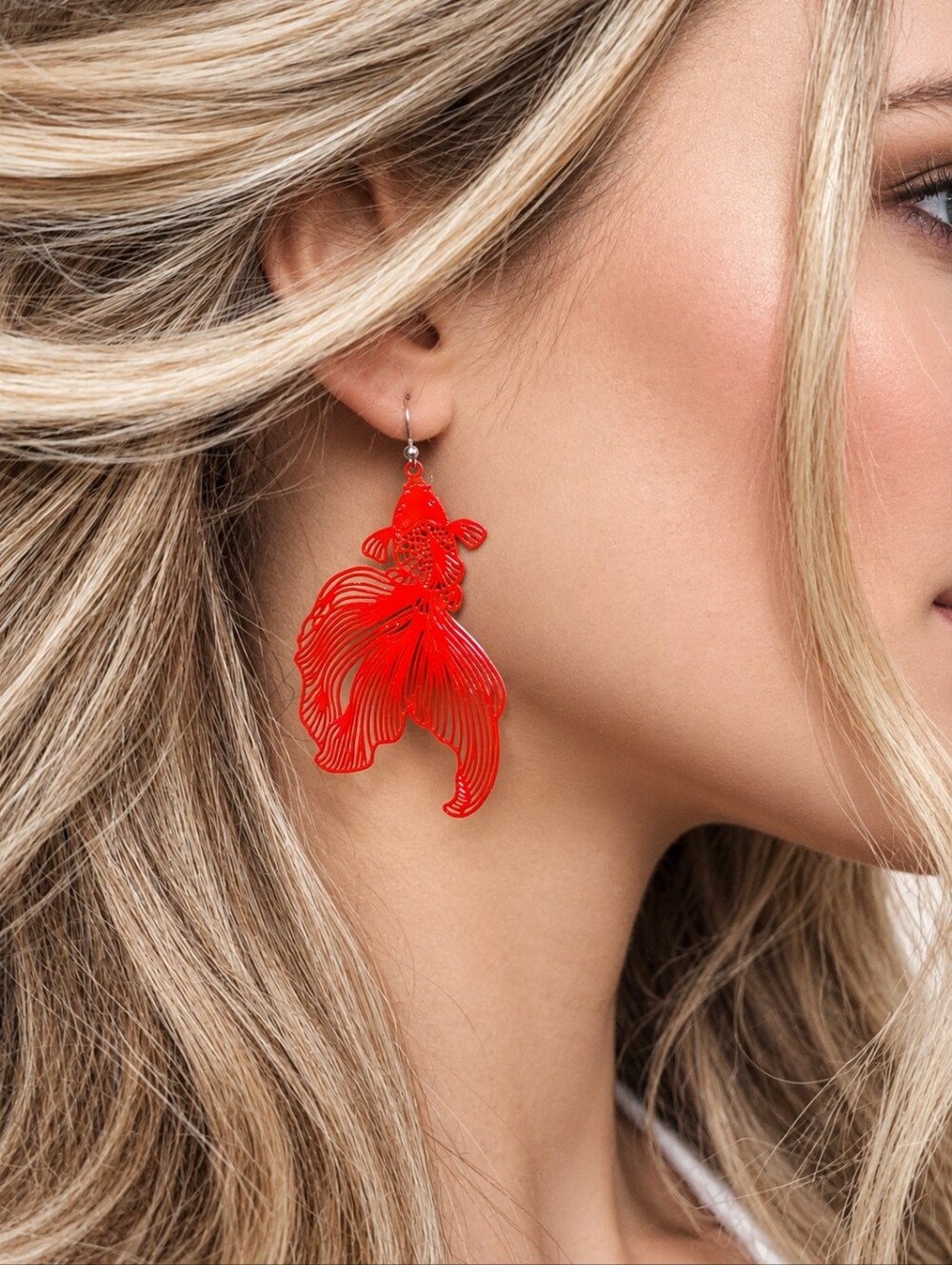 Sea Life Red Fish Earrings Bohemian Jewelry Hypoallergenic Perfect Gift